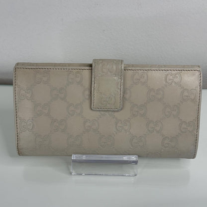 Gucci Guccissima Long Beige Leather Wallet