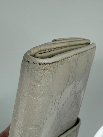 Gucci Guccissima Long Beige Leather Wallet