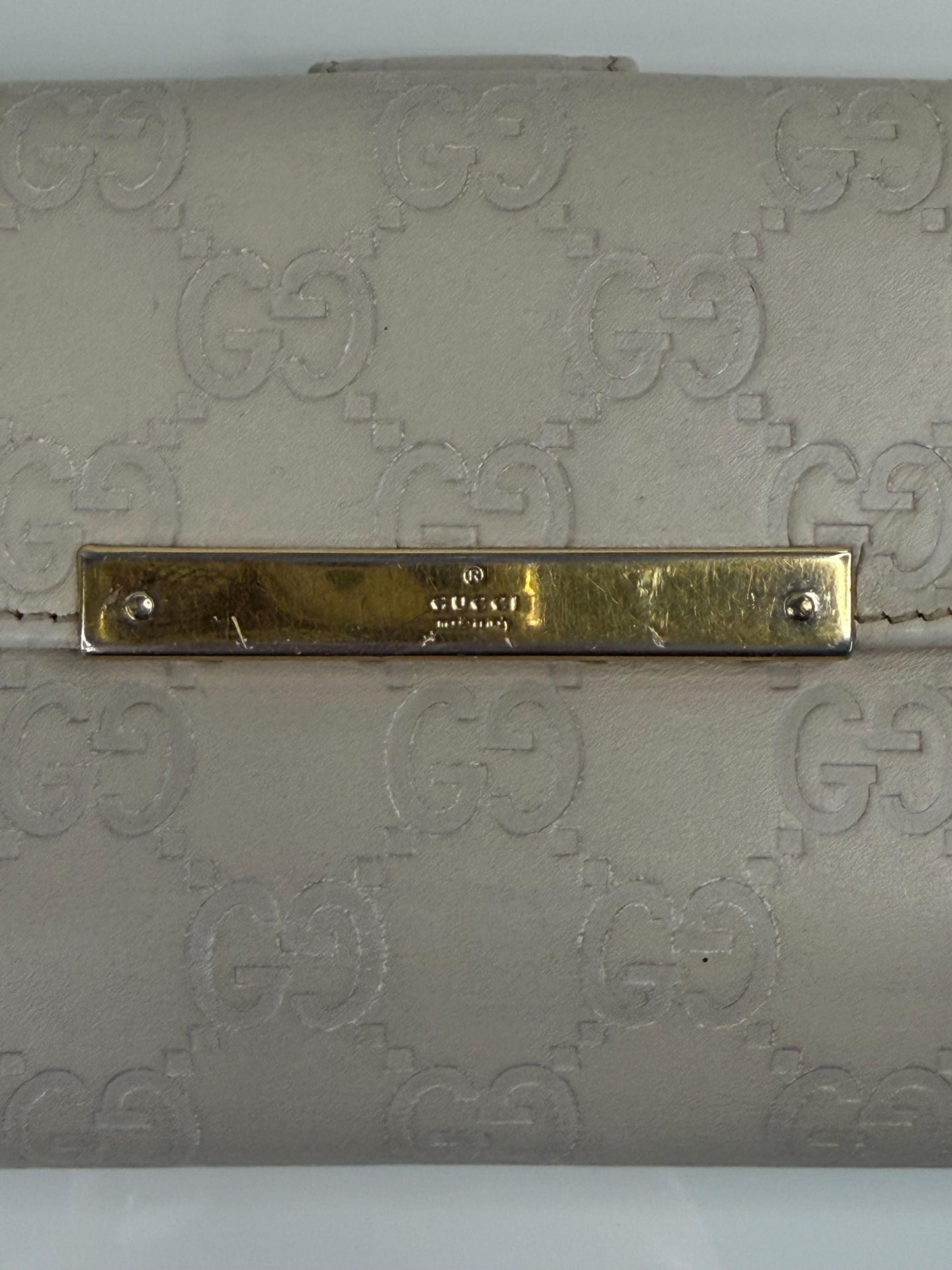 Gucci Guccissima Long Beige Leather Wallet