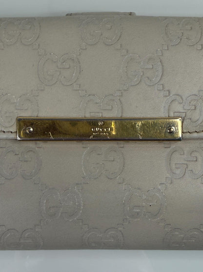 Gucci Guccissima Long Beige Leather Wallet