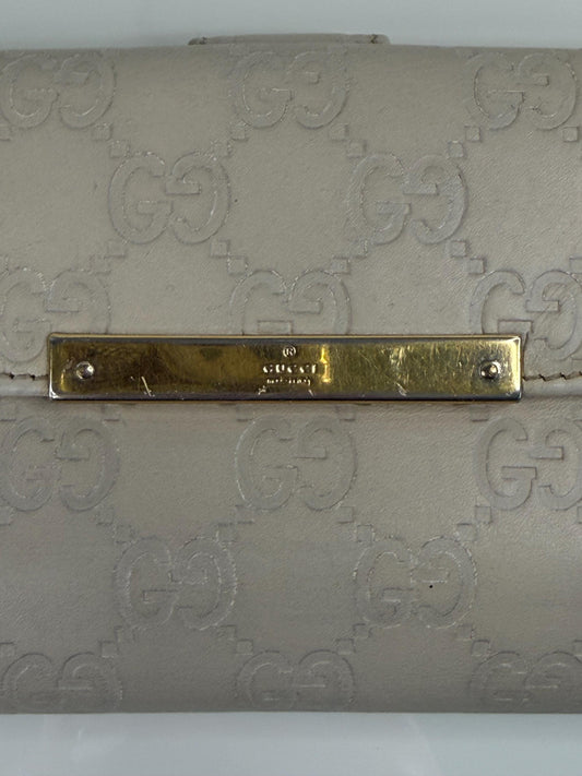 Gucci Guccissima Long Beige Leather Wallet