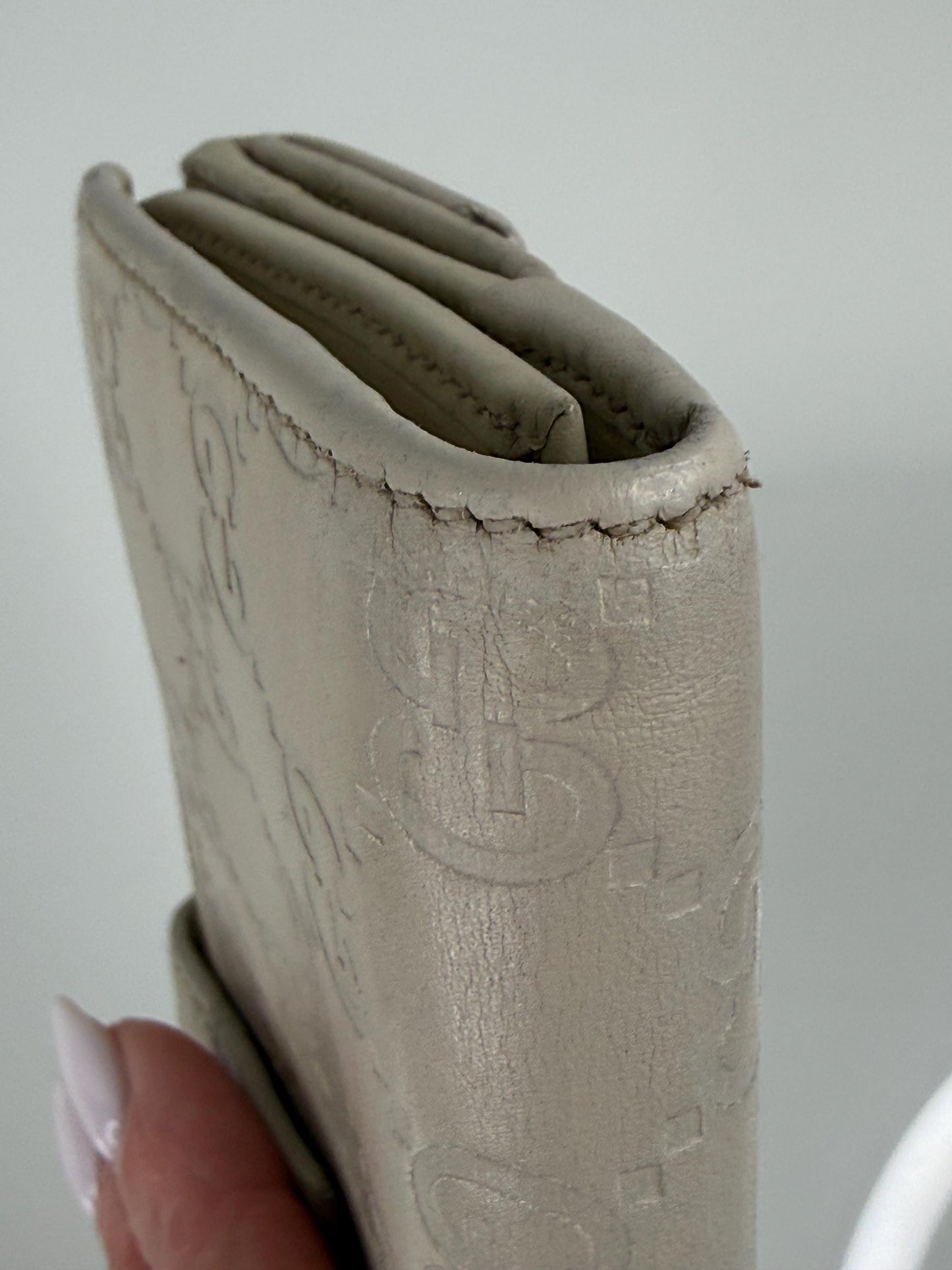 Gucci Guccissima Long Beige Leather Wallet