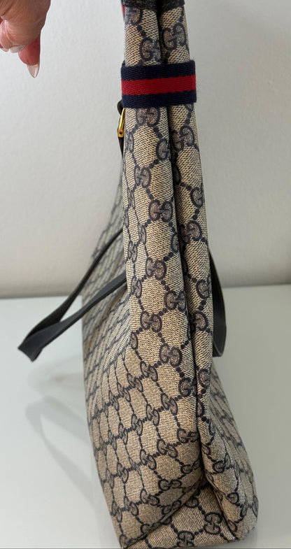 Gucci Vintage GG Supreme Sherry Line Tote in Navy