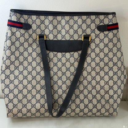 Gucci Vintage GG Supreme Sherry Line Tote in Navy