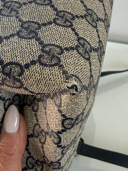 Gucci Vintage GG Supreme Sherry Line Tote in Navy