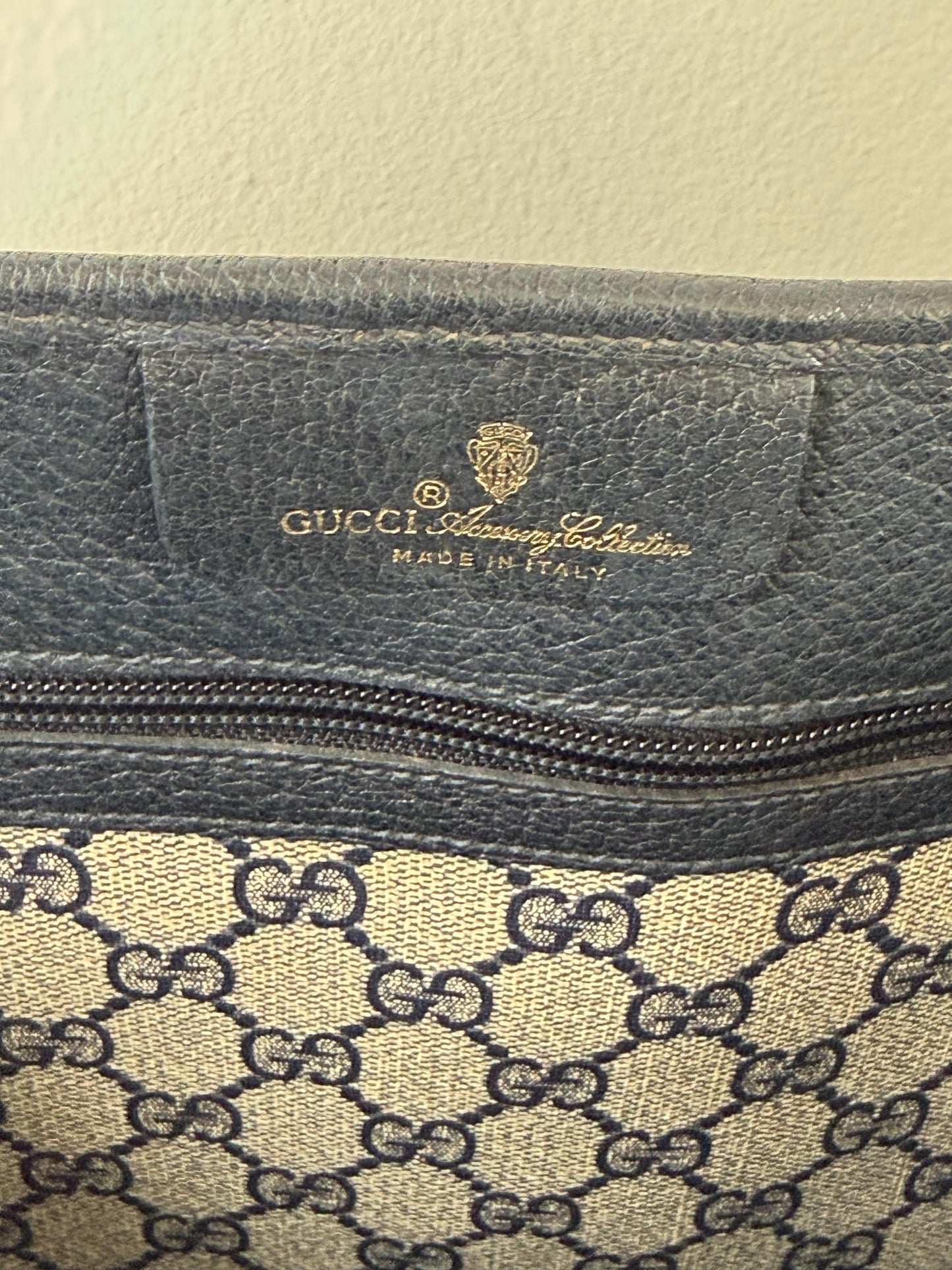 Gucci Vintage GG Supreme Sherry Line Tote in Navy