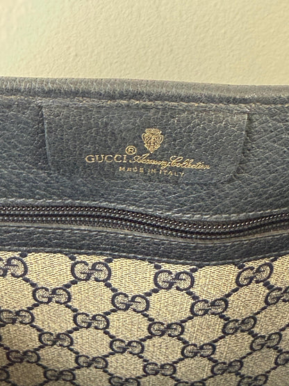 Gucci Vintage GG Supreme Sherry Line Tote in Navy
