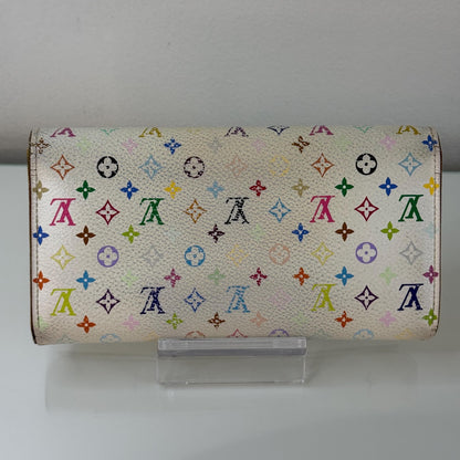 Louis Vuitton White Murakami Sarah Long Wallet with Yellow interior