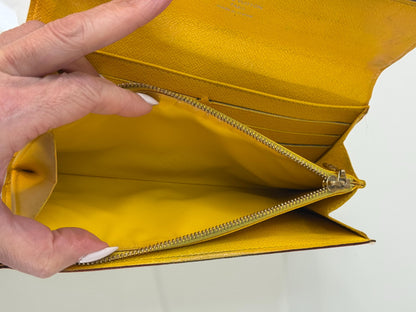 Louis Vuitton White Murakami Sarah Long Wallet with Yellow interior