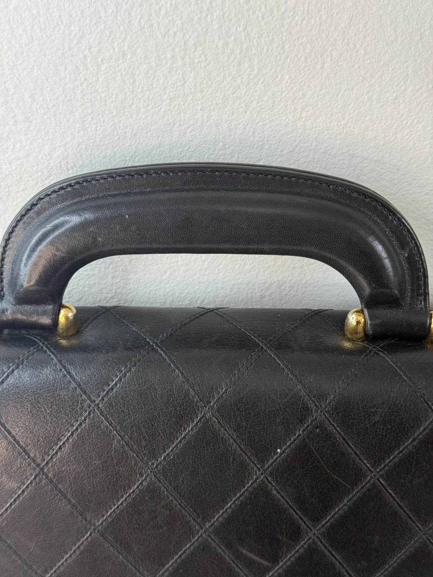 Chanel Vintage Black Quilted Lambskin Briefcase