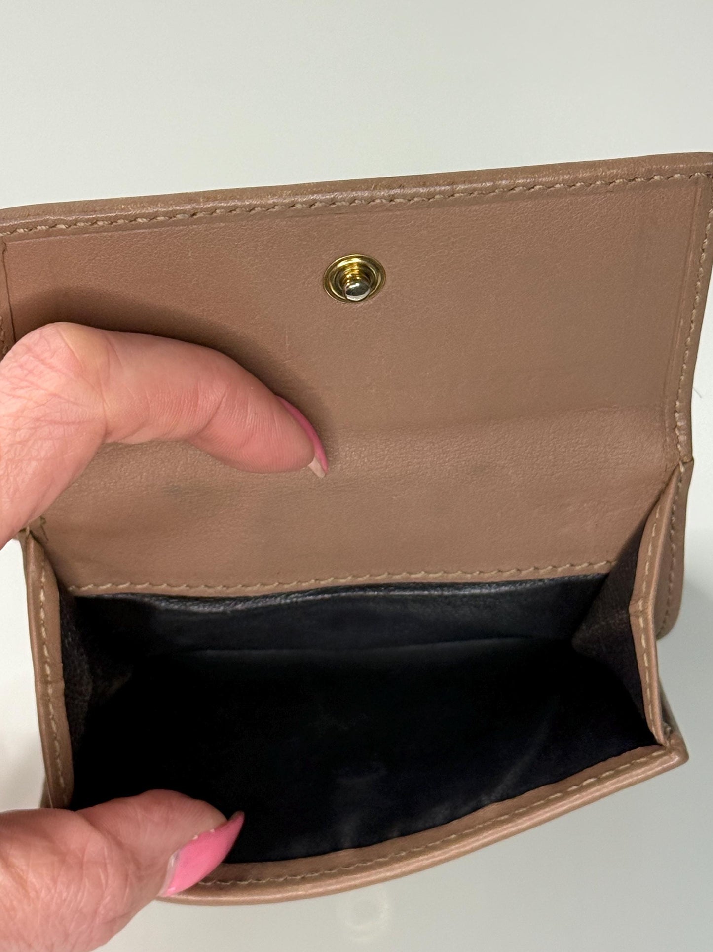 Gucci W Hook GG Canvas with Beige and Pink Leather Trim Wallet