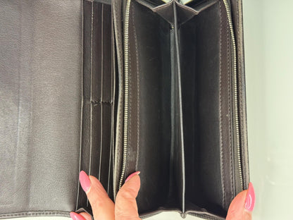 Gucci GG Canvas Beige and Brown Leather Trim Interlocking Wallet