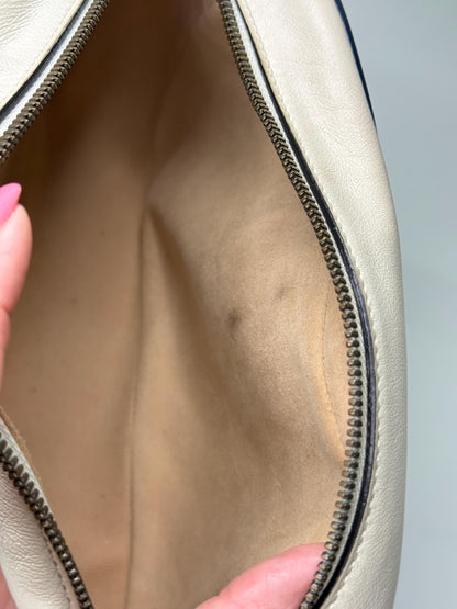 Gucci GG Marmont Small Shoulder Bag: Vintage Effect Calfskin, Mystic White Blue Agata