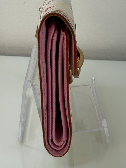 Louis Vuitton Monogram White Murakami Joey Wallet Tri-Fold