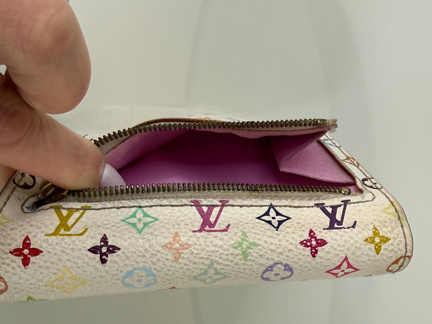 Louis Vuitton Monogram White Murakami Joey Wallet Tri-Fold