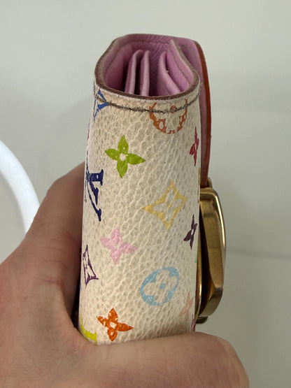 Louis Vuitton Monogram White Murakami Joey Wallet Tri-Fold