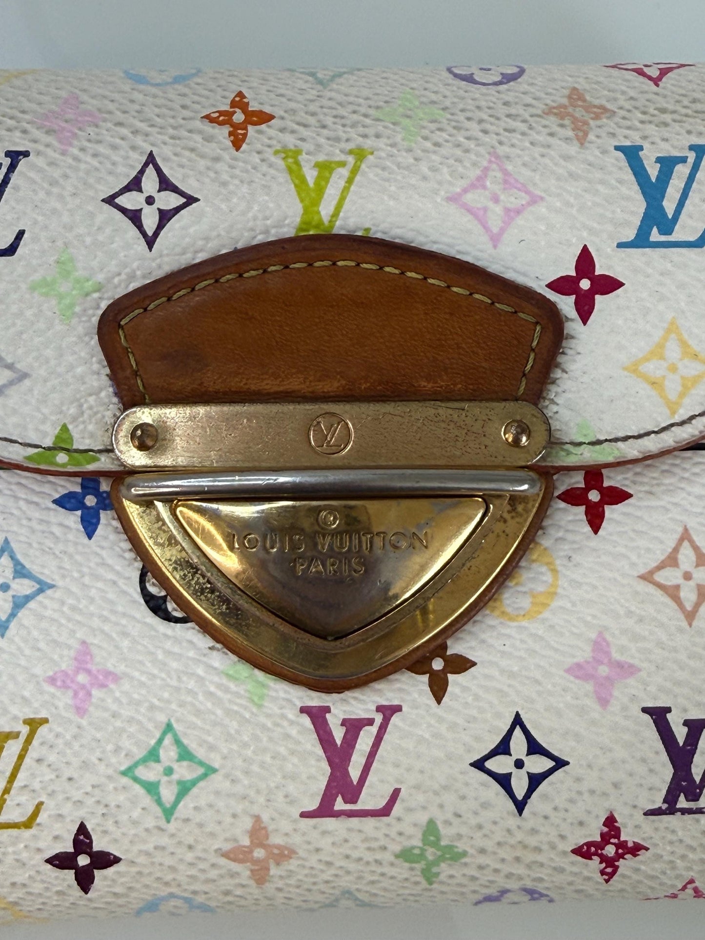 Louis Vuitton Monogram White Murakami Joey Wallet Tri-Fold