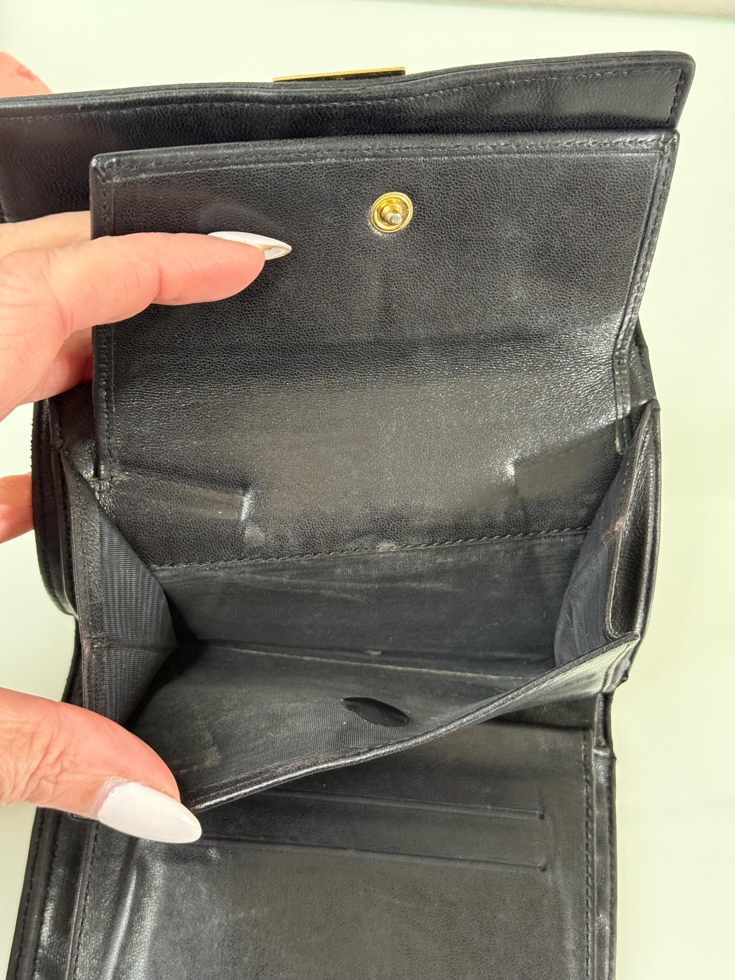 Chanel Vintage Black Lambskin Chocolate Bar Wallet
