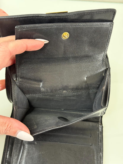 Chanel Vintage Black Lambskin Chocolate Bar Wallet