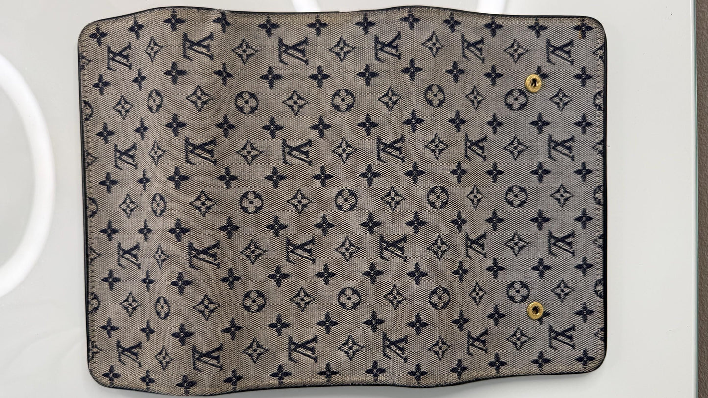 Louis Vuitton Monogram Mini Lin Blue Porte Tresor International