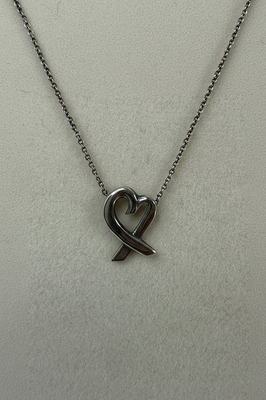 Tiffany Elsa Peretti Sterling Silver Paloma Picasso Loving Heart Necklace