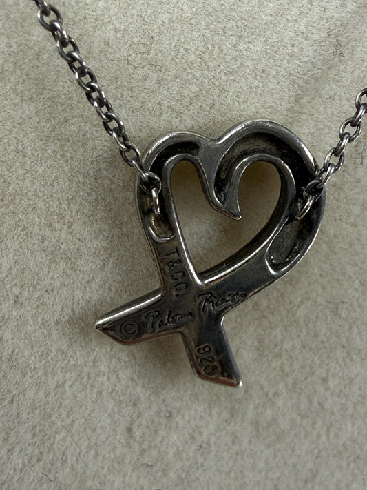 Tiffany Elsa Peretti Sterling Silver Paloma Picasso Loving Heart Necklace