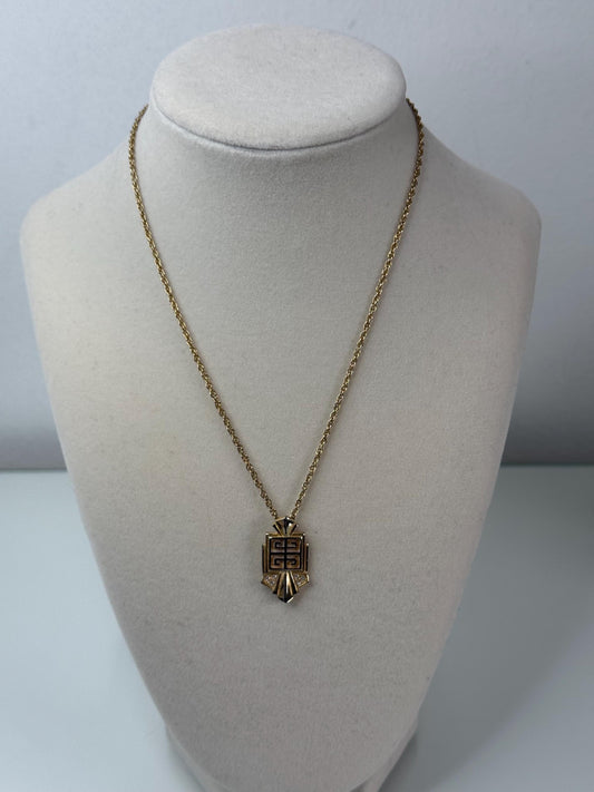Givenchy Vintage Gold Plated Rhinestone 4G Necklace