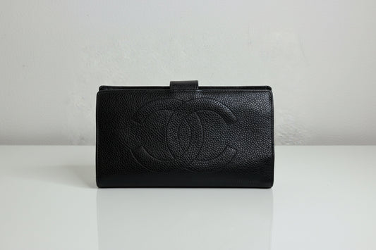 Chanel Coco Mark Black Caviar Leather Wallet