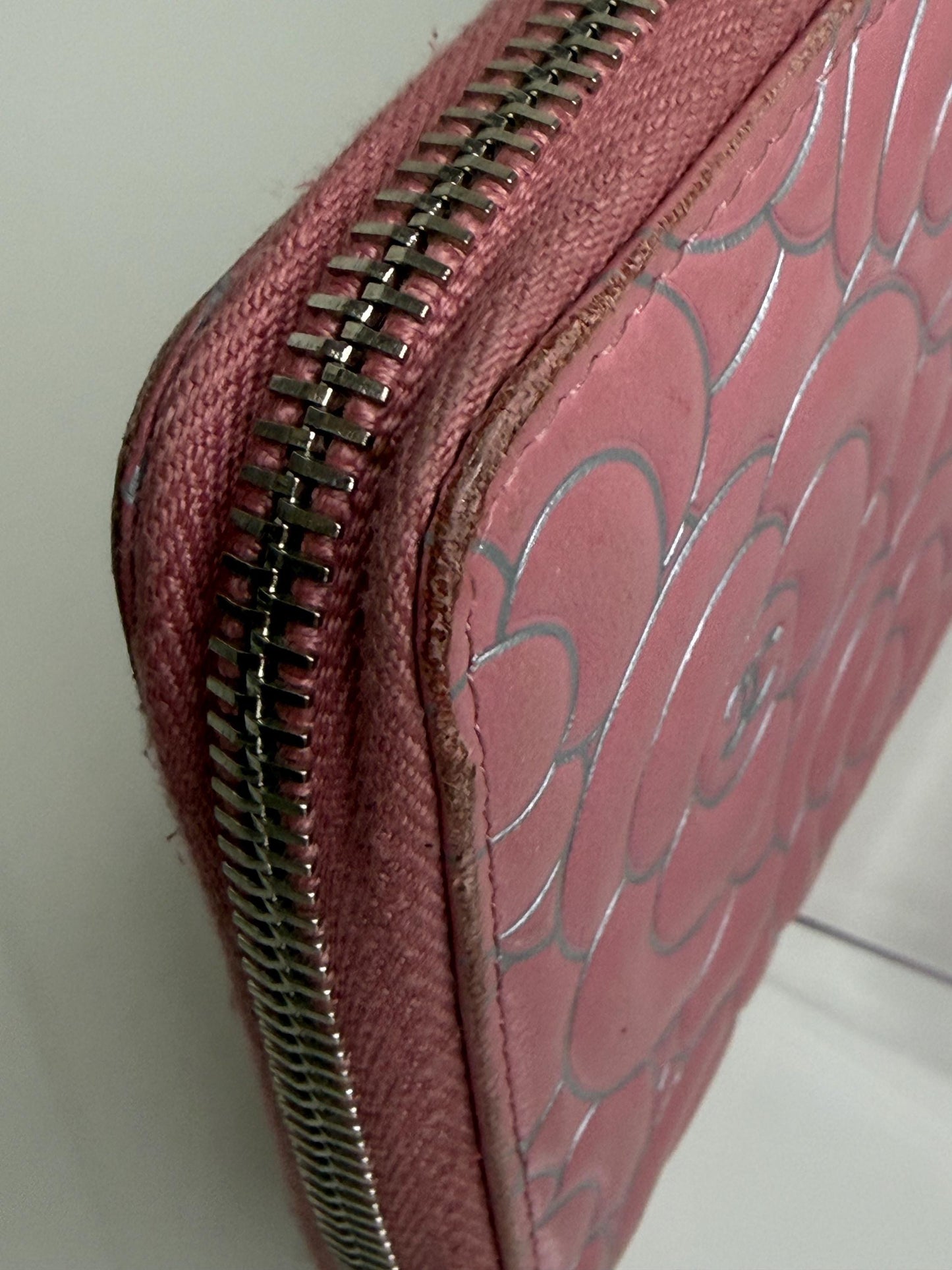 Chanel Pink Matelasse Embossed Lambskin Leather Zip Around Wallet