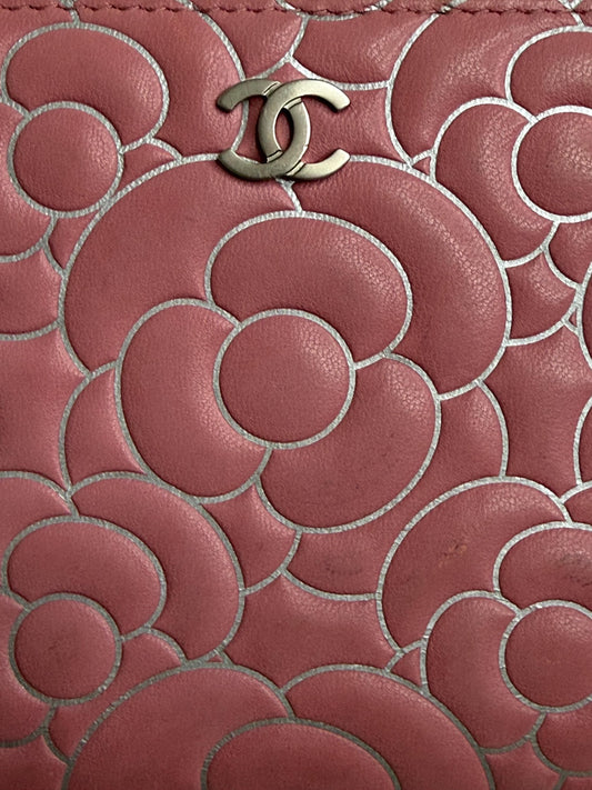 Chanel Pink Matelasse Embossed Lambskin Leather Zip Around Wallet