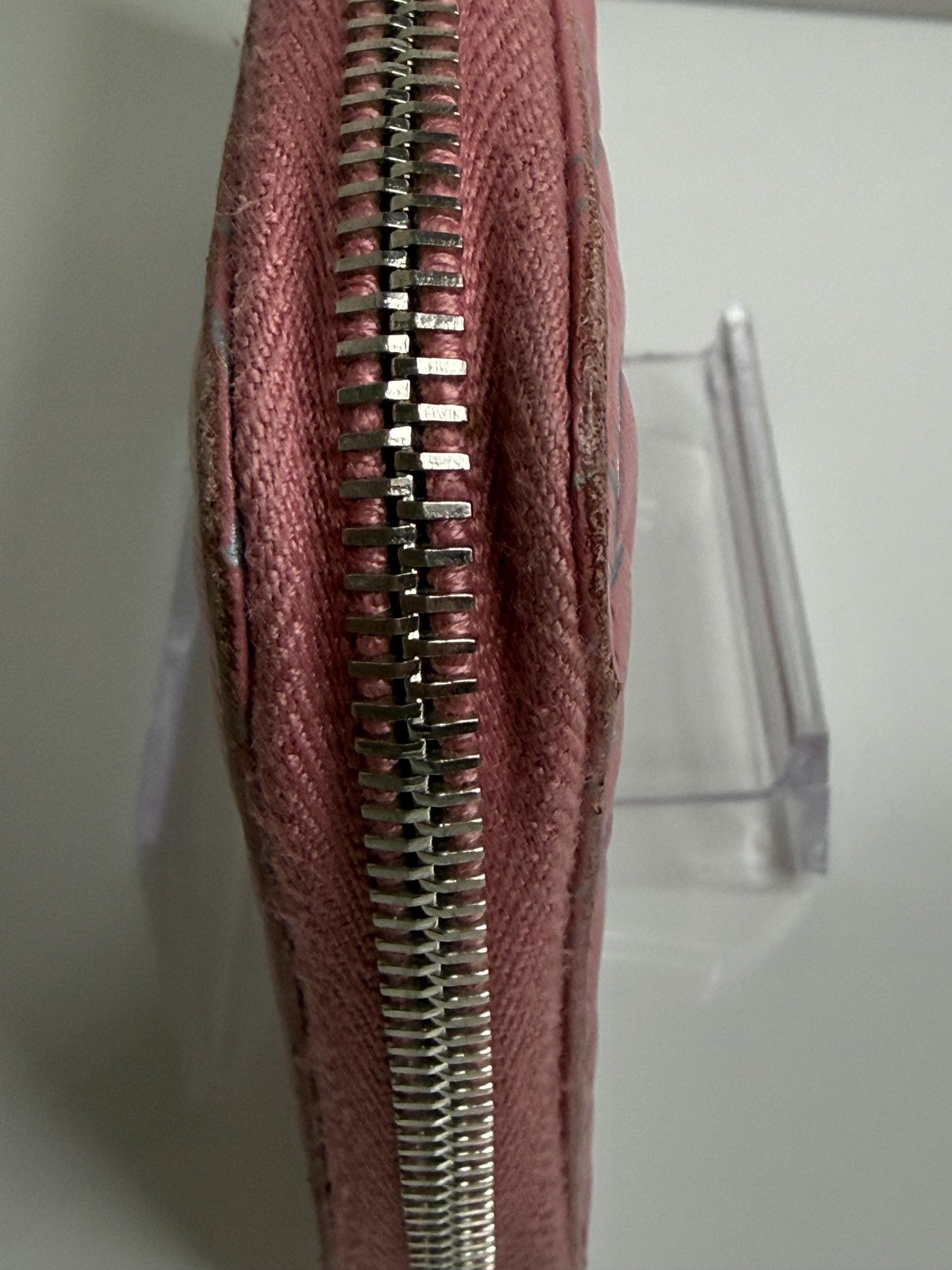 Chanel Pink Matelasse Embossed Lambskin Leather Zip Around Wallet