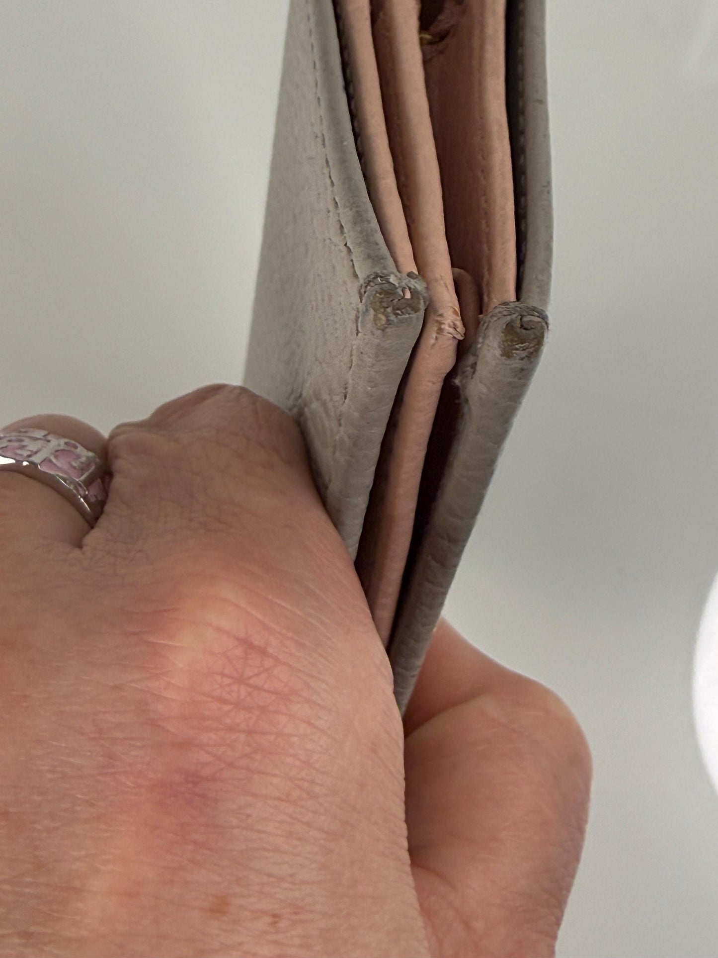 Gucci GG Light Gray with Pink Pebbled Leather Compact Wallet