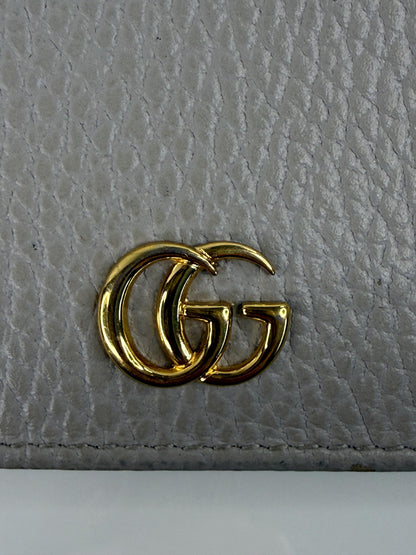 Gucci GG Light Gray with Pink Pebbled Leather Compact Wallet