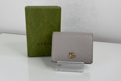 Gucci GG Light Gray with Pink Pebbled Leather Compact Wallet