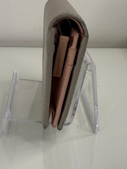 Gucci GG Light Gray with Pink Pebbled Leather Compact Wallet