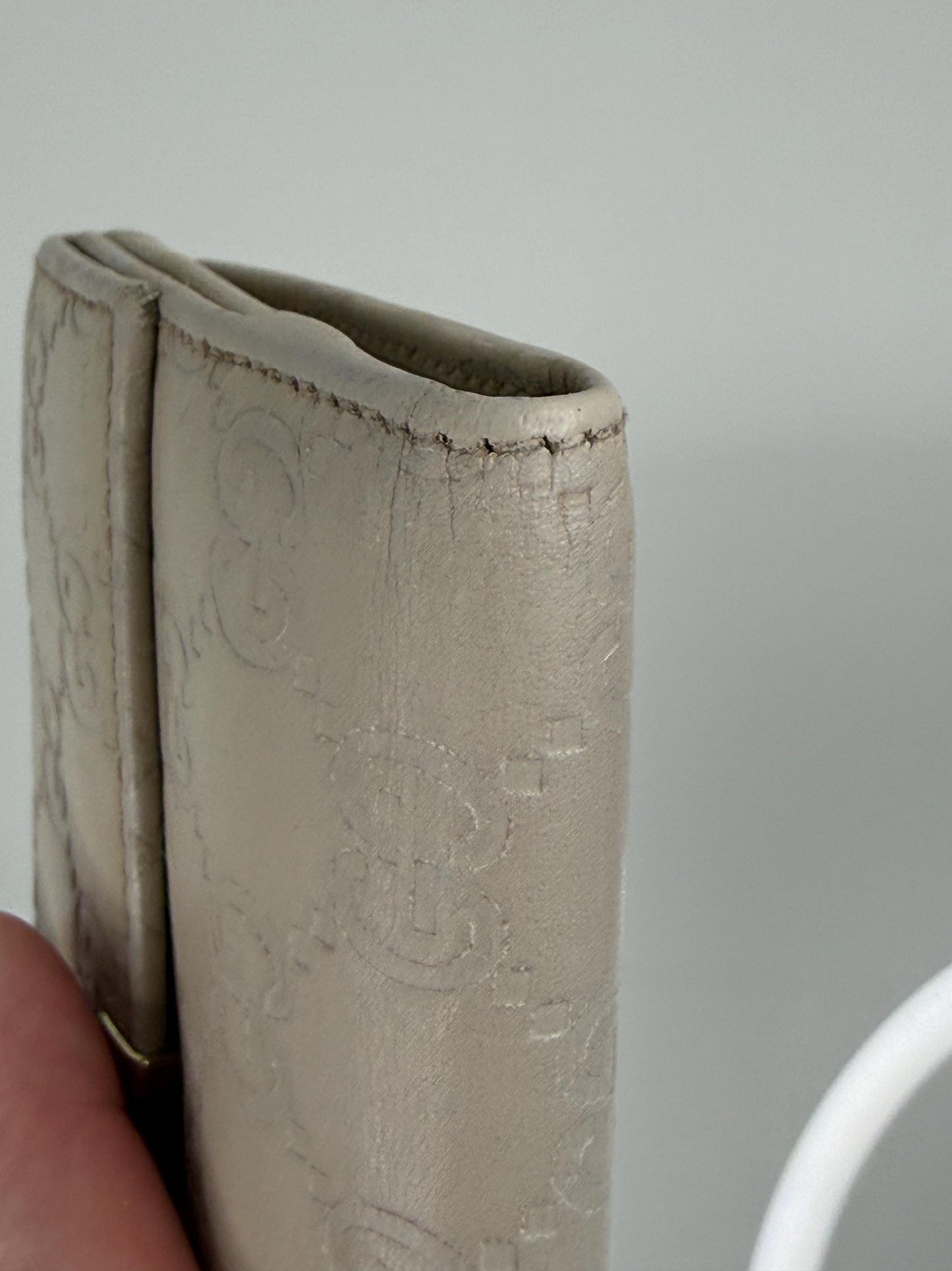 Gucci Guccissima Long Beige Leather Wallet