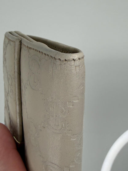 Gucci Guccissima Long Beige Leather Wallet
