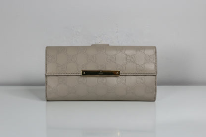Gucci Guccissima Long Beige Leather Wallet