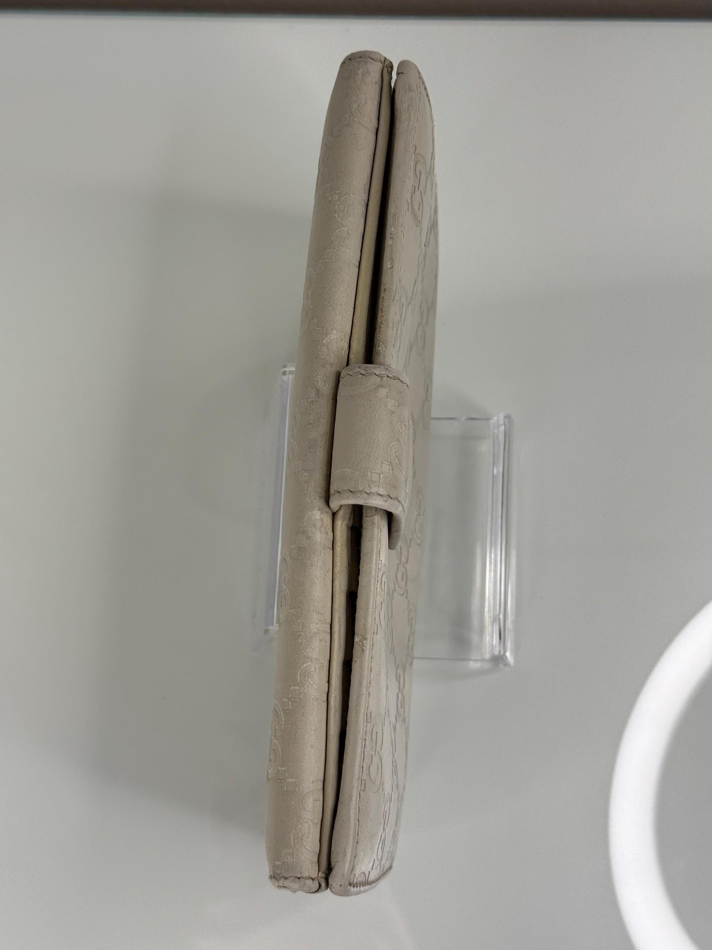 Gucci Guccissima Long Beige Leather Wallet