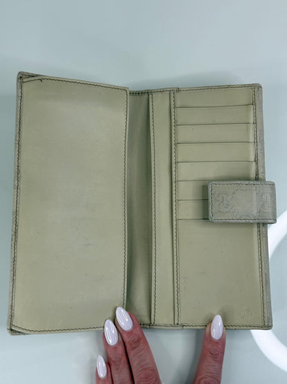 Gucci Guccissima Long Beige Leather Wallet