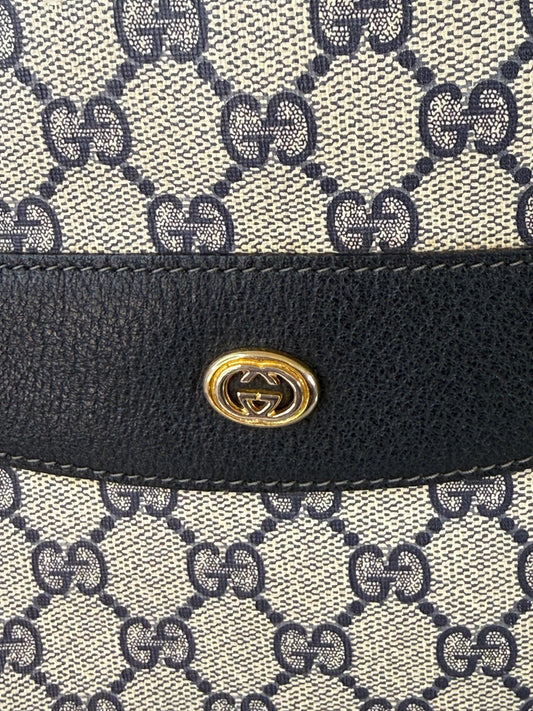 Gucci Vintage GG Supreme Sherry Line Tote in Navy