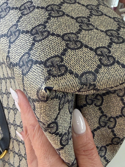 Gucci Vintage GG Supreme Sherry Line Tote in Navy