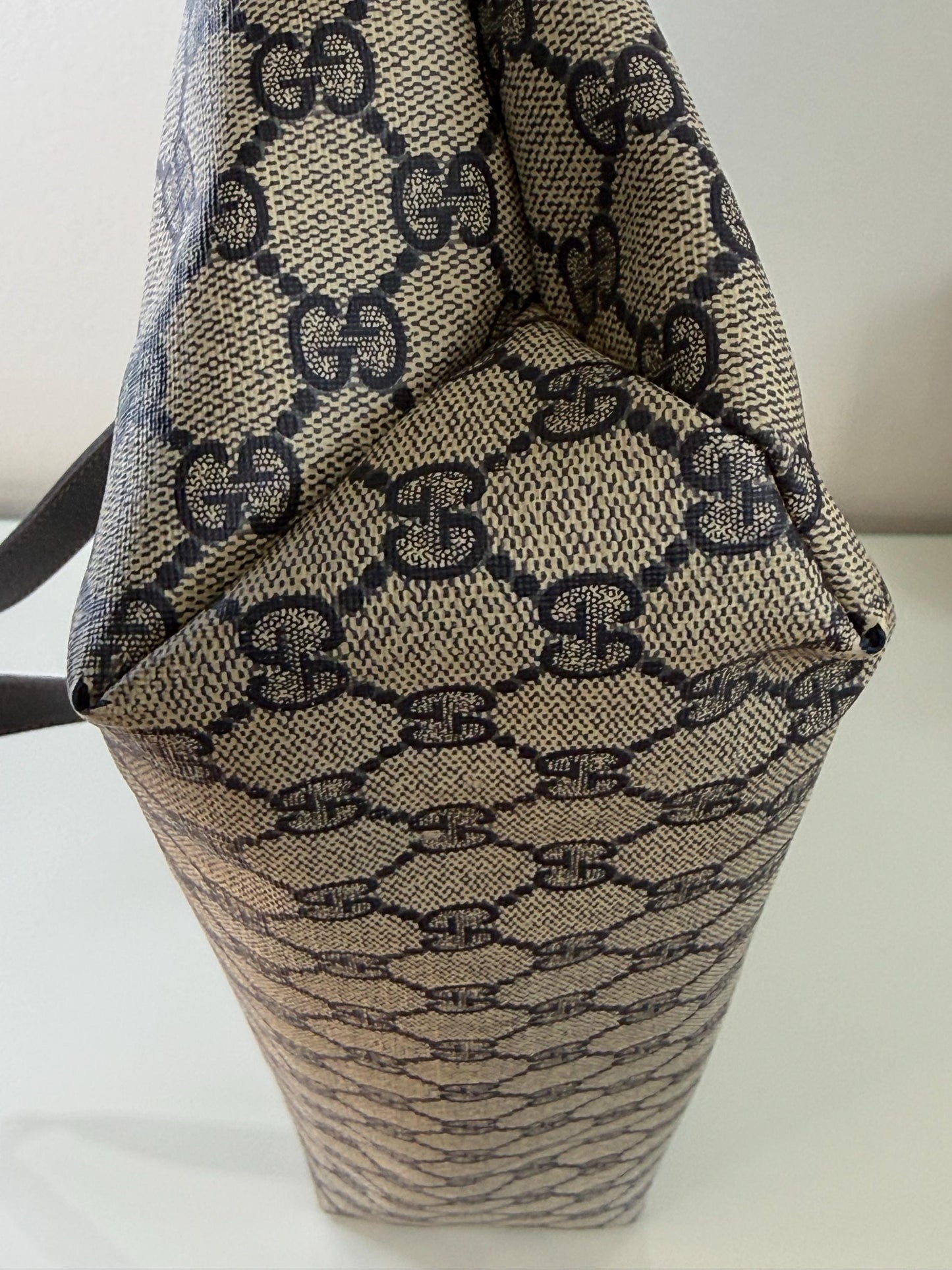 Gucci Vintage GG Supreme Sherry Line Tote in Navy