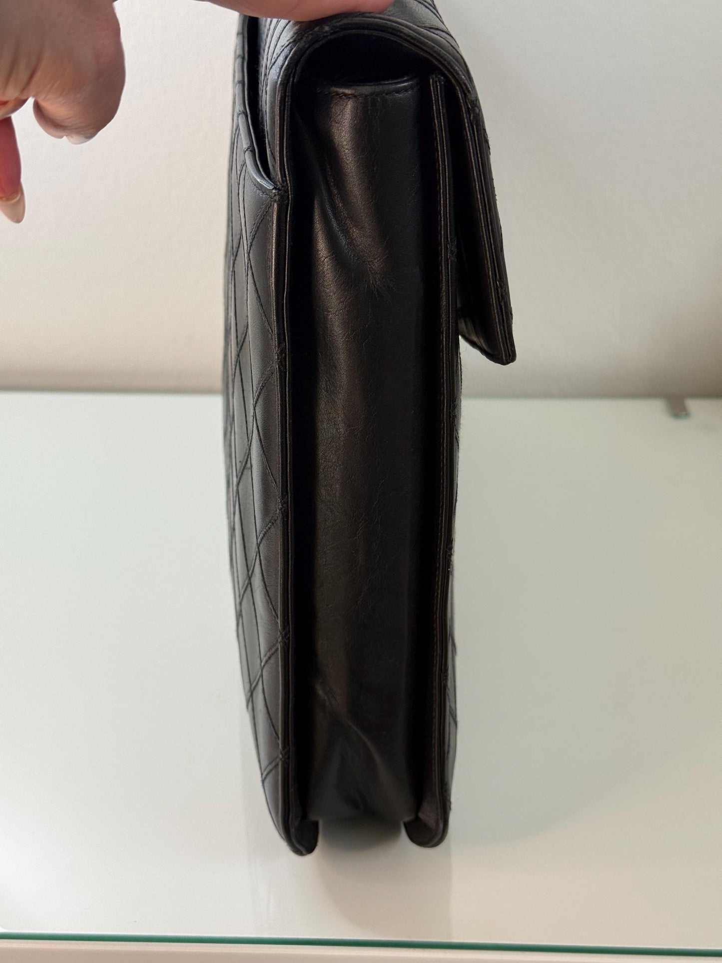 Chanel Vintage Black Quilted Lambskin Briefcase