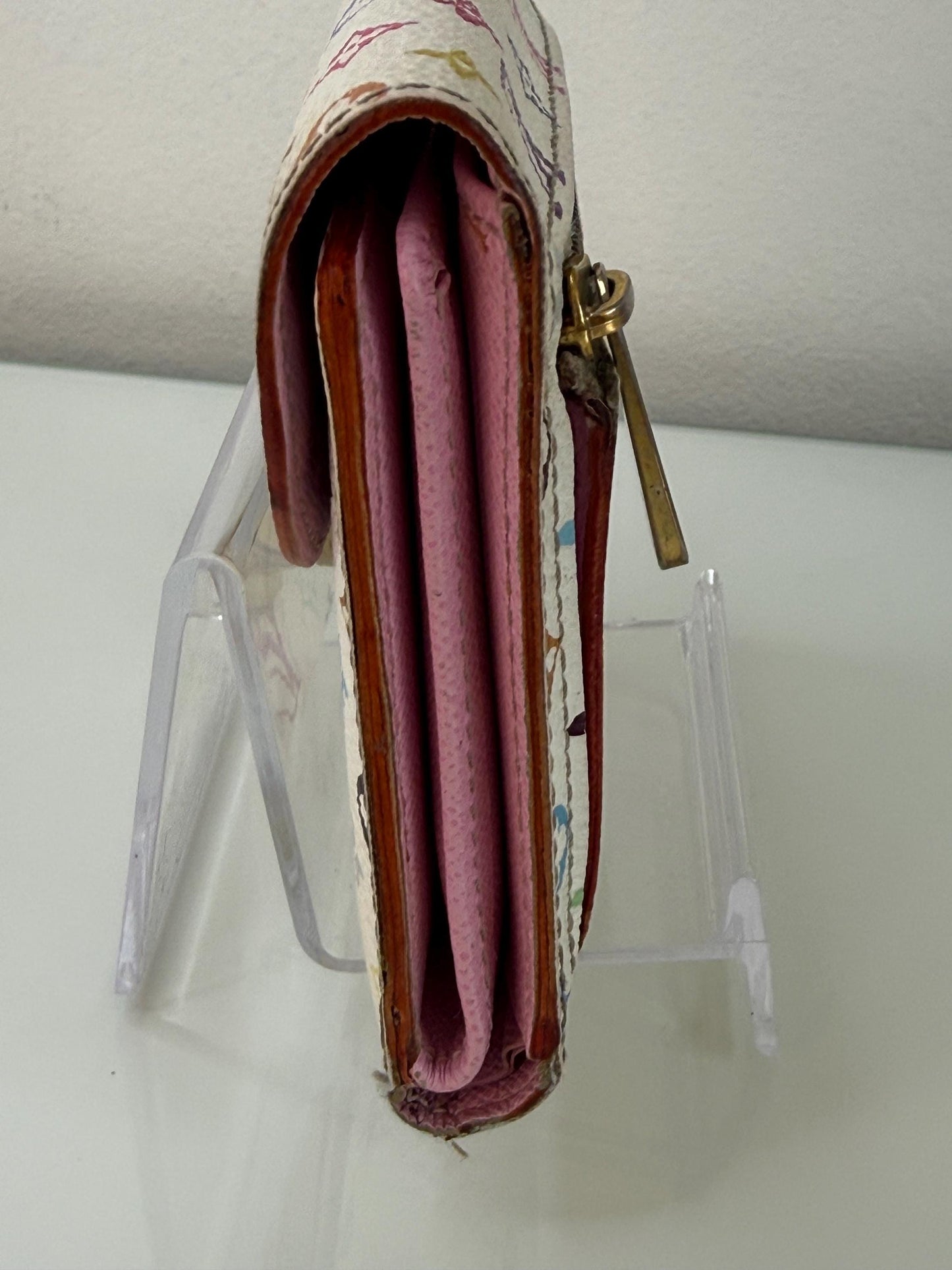 Louis Vuitton Monogram White Murakami Joey Wallet Tri-Fold
