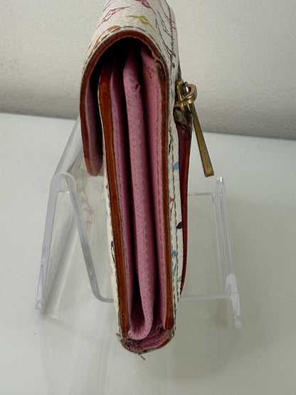 Louis Vuitton Monogram White Murakami Joey Wallet Tri-Fold