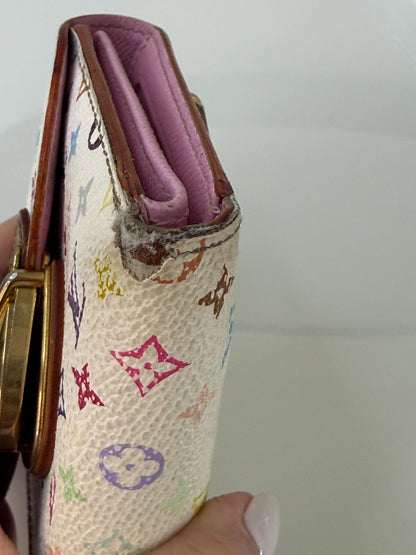 Louis Vuitton Monogram White Murakami Joey Wallet Tri-Fold