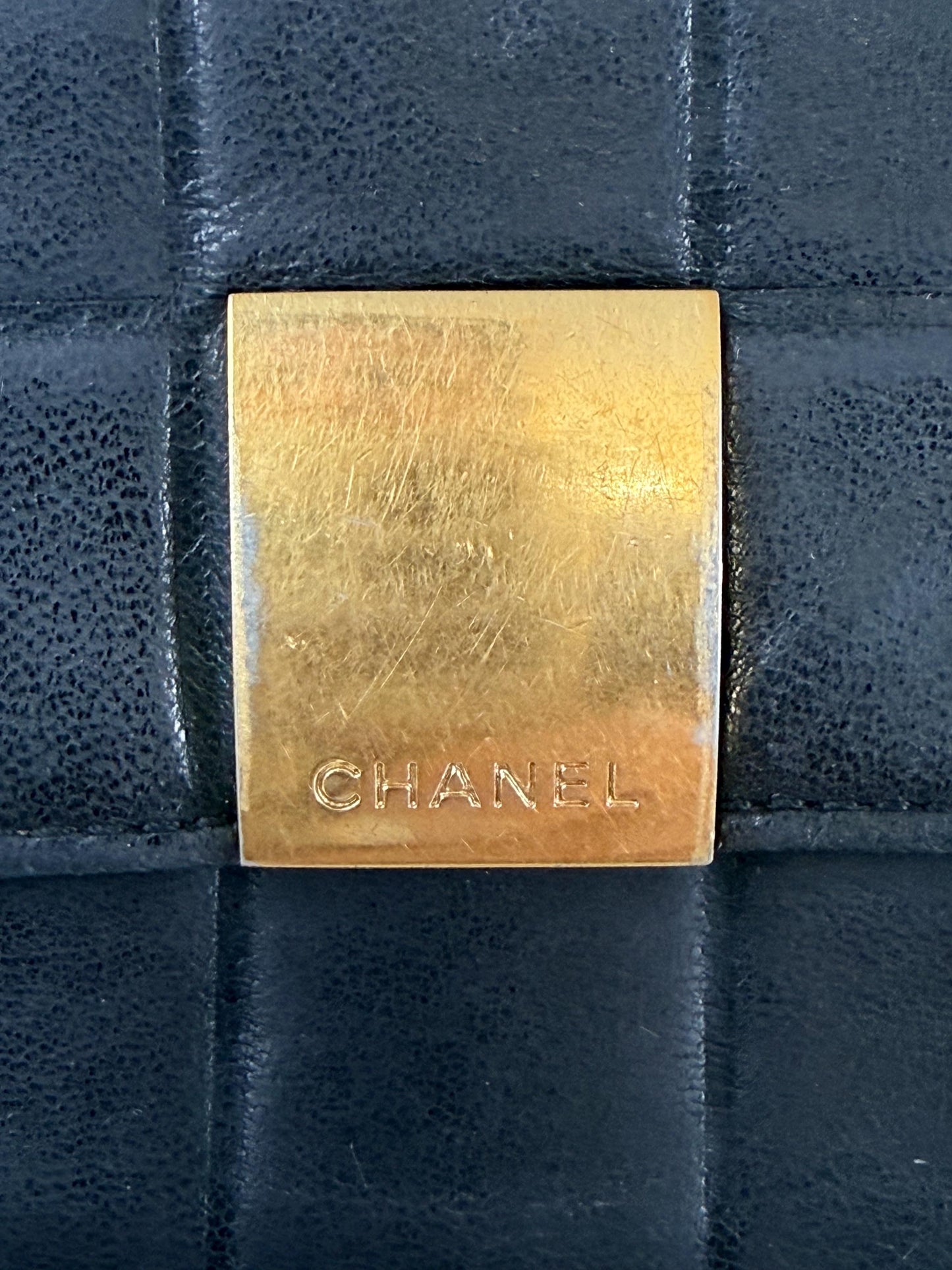 Chanel Vintage Black Lambskin Chocolate Bar Wallet