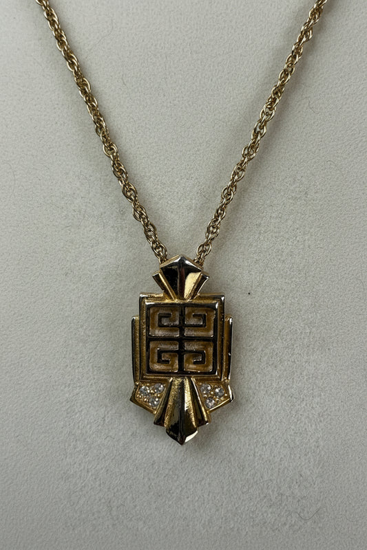Givenchy Vintage Gold Plated Rhinestone 4G Necklace