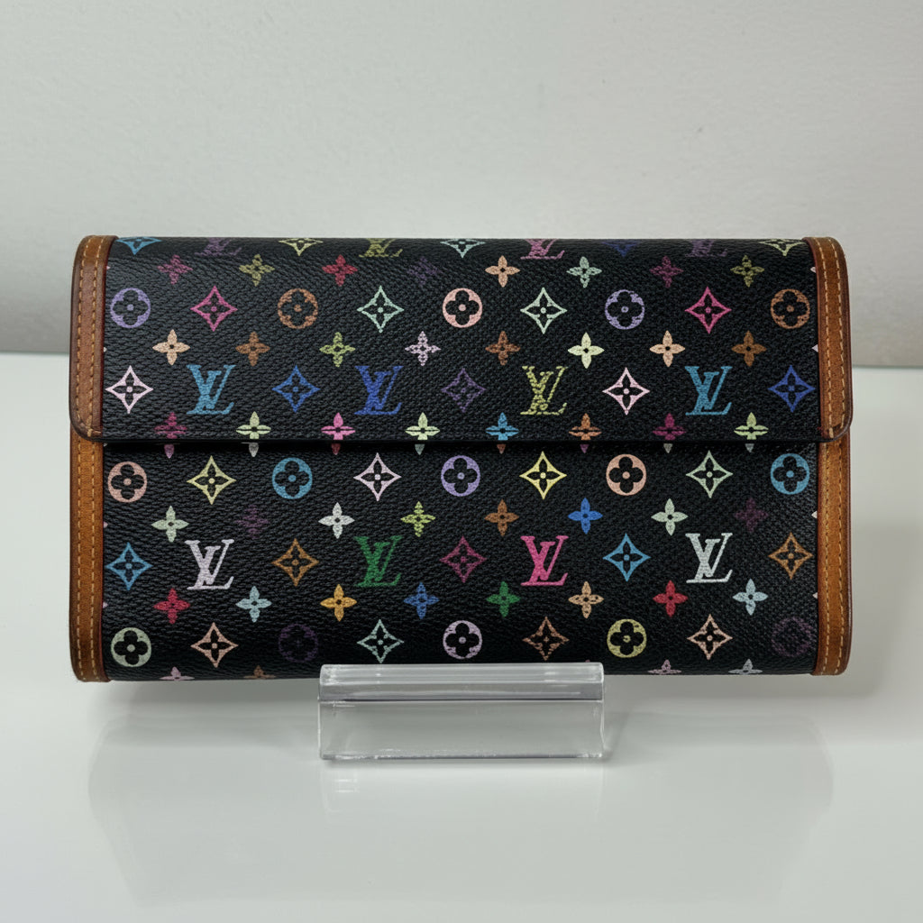 Louis Vuitton X Takashi Murakami Vintage International Long Wallet Black